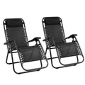 2PC Zero Gravity Chair Folding Outdoor Recliner Adjustable Sun Lounge Camping Black