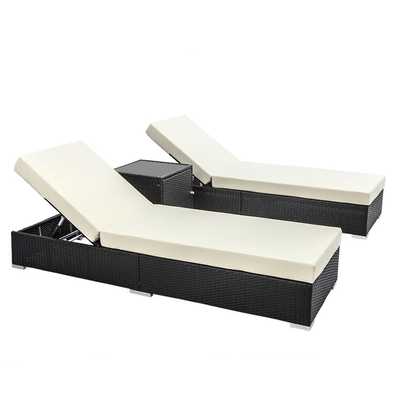 3 Piece Finnley Outdoor Sun Lounge Set - Interchangeable colours: Beige, Grey, Red - Bedzy Australia