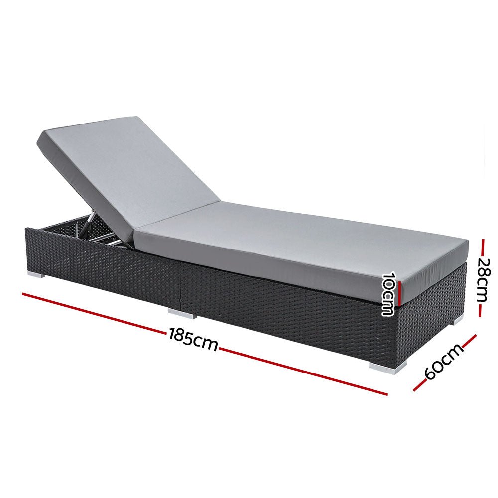 3 Piece Finnley Outdoor Sun Lounge Set - Interchangeable colours: Beige, Grey, Red - Bedzy Australia