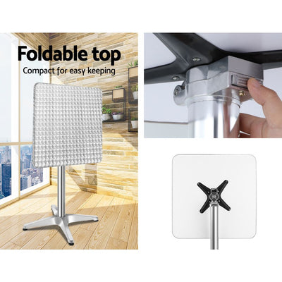 3-Piece Outdoor Bar Set Bistro Table Stools Adjustable Square Cafe - Furniture > Outdoor - Bedzy Australia