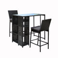 3-Piece Outdoor Bar Set Patio Dining Chairs Wicker Table Stools