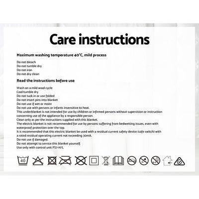 3 Setting Fully Fitted Electric Blanket - Single - Bedzy Australia