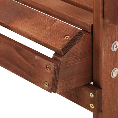 3PC Adirondack Outdoor Table and Chairs Wooden Beach Chair Brown - Furniture > Outdoor - Bedzy Australia