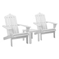3PC Adirondack Outdoor Table and Chairs Wooden Beach Chair White
