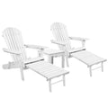 3PC Adirondack Outdoor Table and Chairs Wooden Sun Lounge Beach Patio White
