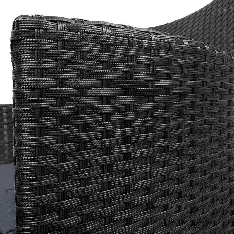 3PC Bistro Set Outdoor Furniture Rattan Table Chairs Cushion Patio Garden Idris - Furniture > Outdoor - Bedzy Australia