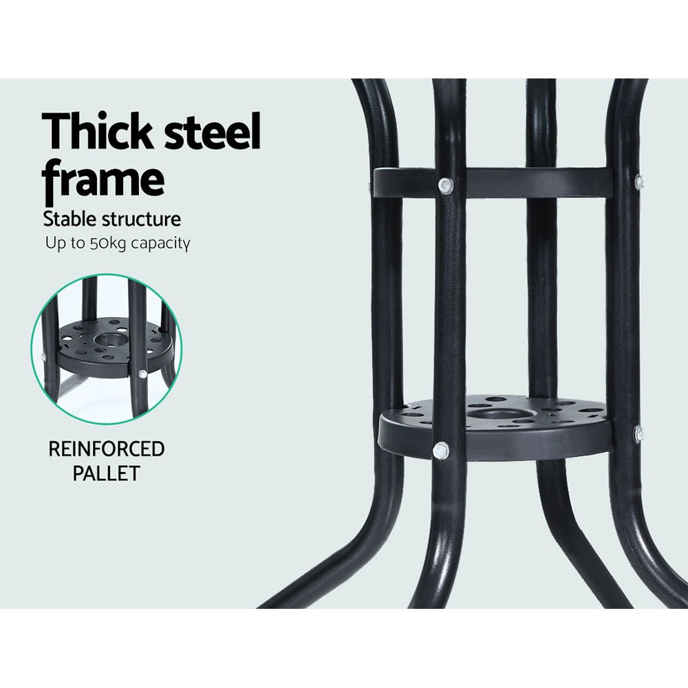 3PC Bistro Set Outdoor Furniture Rattan Table Chairs Cushion Patio Garden Idris - Furniture > Outdoor - Bedzy Australia