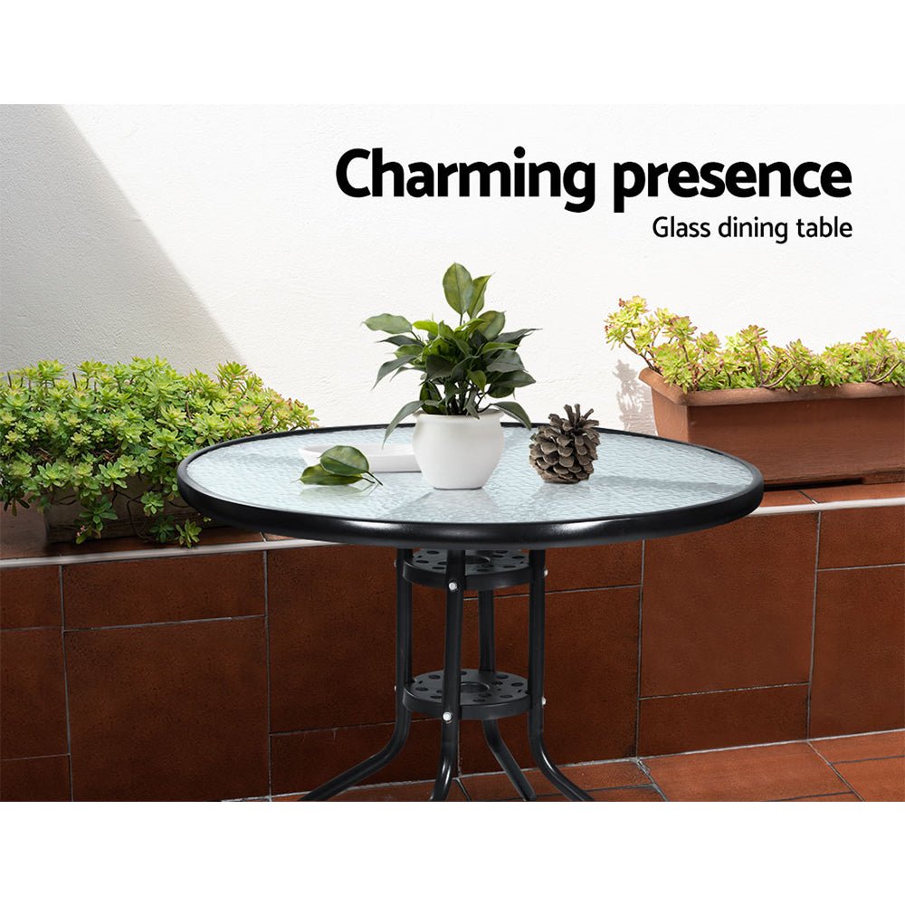 3PC Bistro Set Outdoor Furniture Rattan Table Chairs Cushion Patio Garden Idris - Furniture > Outdoor - Bedzy Australia