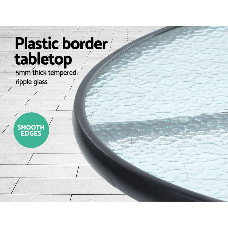 3PC Bistro Set Outdoor Furniture Rattan Table Chairs Cushion Patio Garden Lyra - Furniture > Outdoor - Bedzy Australia