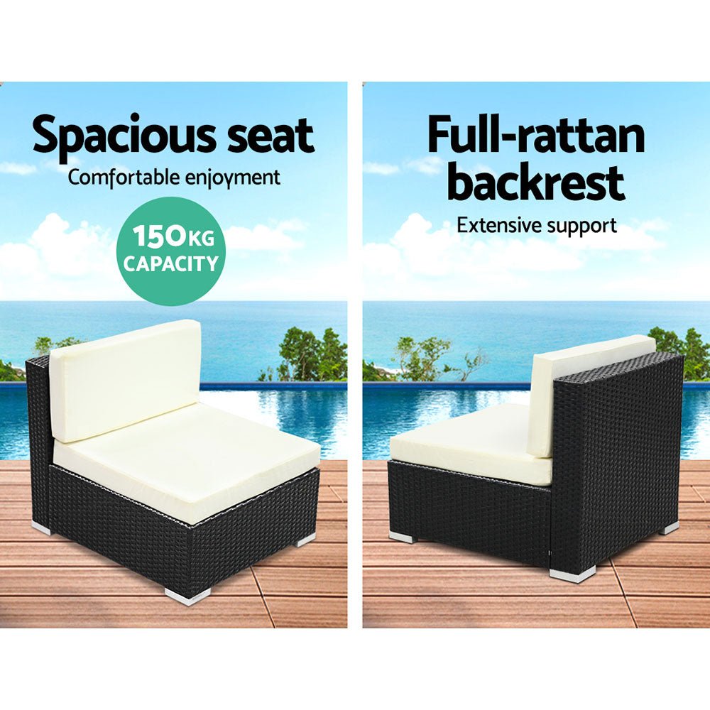 3PC Gardeon Outdoor Furniture Sofa Set Wicker Rattan Garden Lounge Chair Setting - Furniture > Outdoor - Bedzy Australia