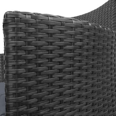 3PC Outdoor Bistro Set Patio Furniture Wicker Setting Chairs Table Cushion Black - Furniture > Outdoor - Bedzy Australia