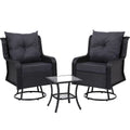 3PC Outdoor Swivel Furniture Bistro Set - Black
