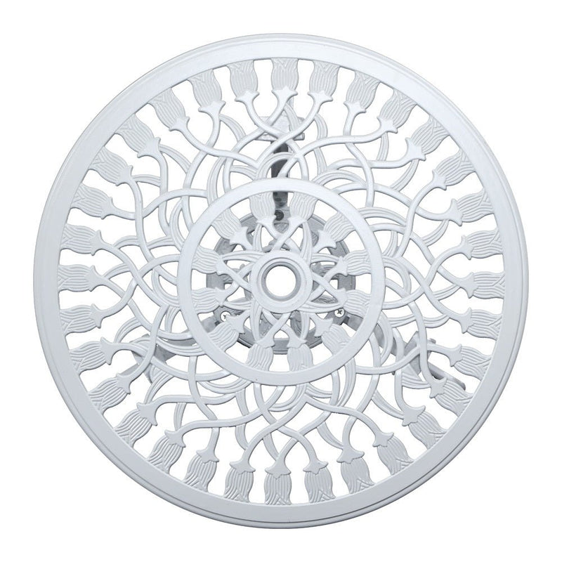 3PC Outdoor Setting Bistro Set Chairs Table Cast Aluminum Patio Furniture Tulip White - Furniture > Outdoor - Bedzy Australia