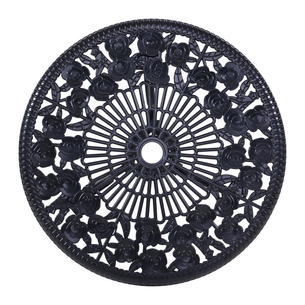 3PC Outdoor Setting Bistro Set Chairs Table Cast Aluminum Rose Black - Furniture > Outdoor - Bedzy Australia