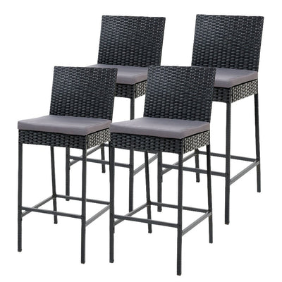 4-Piece Outdoor Bar Stools Dining Chair Bar Stools Rattan Furniture - Furniture > Outdoor - Bedzy Australia