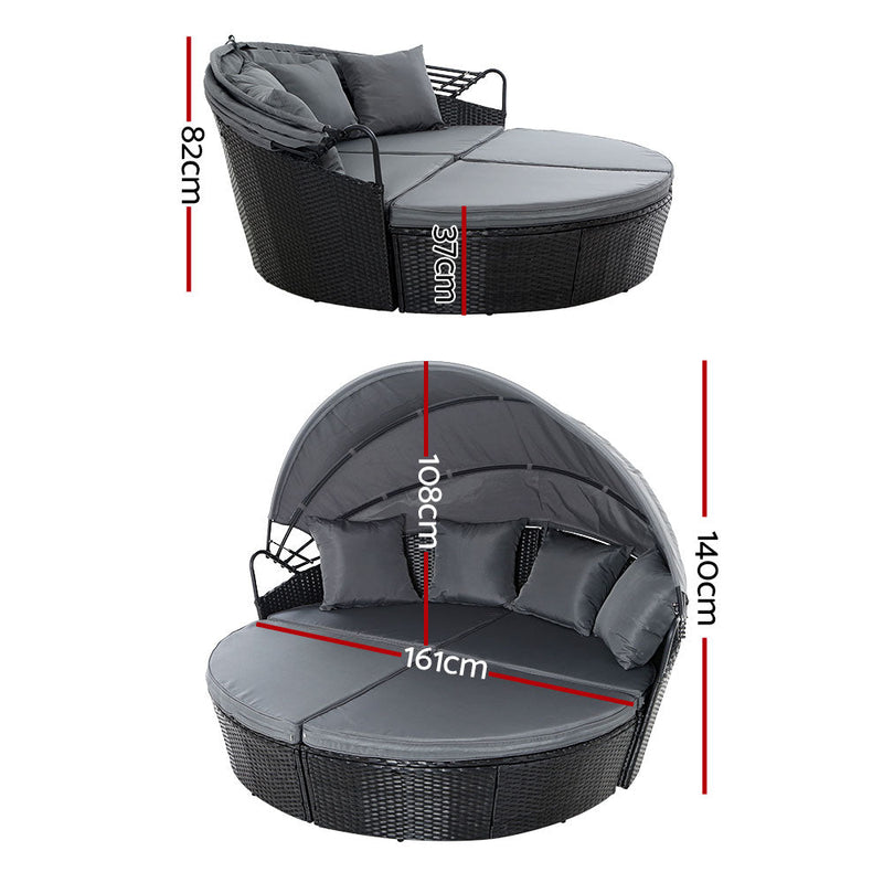 4 Piece Outdoor Day Bed With Shade - Bedzy Australia