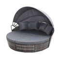 4 Piece Outdoor Day Bed With Shade (Grey)