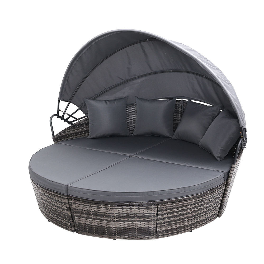 4 Piece Outdoor Day Bed With Shade (Grey) - Bedzy Australia