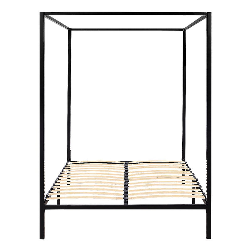 4 Poster Double Bed Frame Black - Bedzy Australia