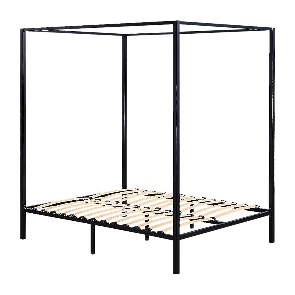 4 Poster Double Bed Frame Black - Bedzy Australia
