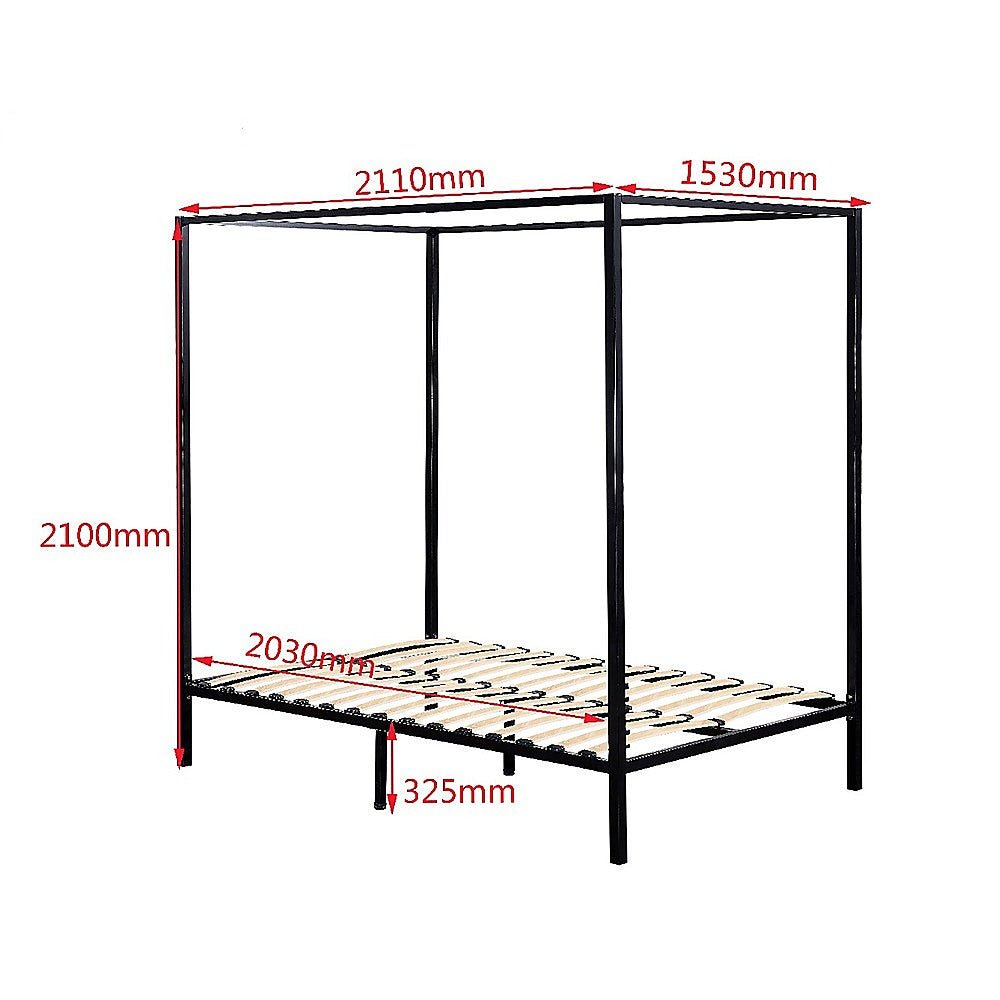 4 Poster Queen Bed Frame Black - Bedzy Australia