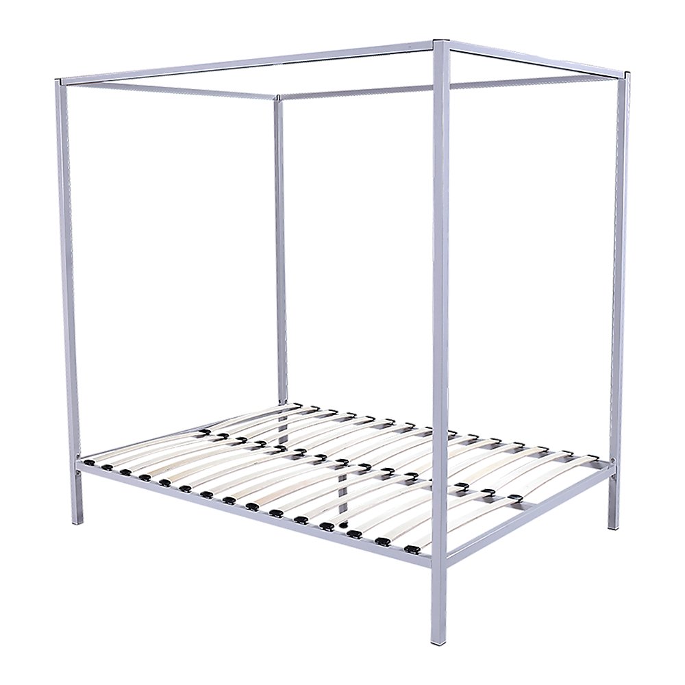4 Poster Queen Bed Frame Cream - Bedzy Australia