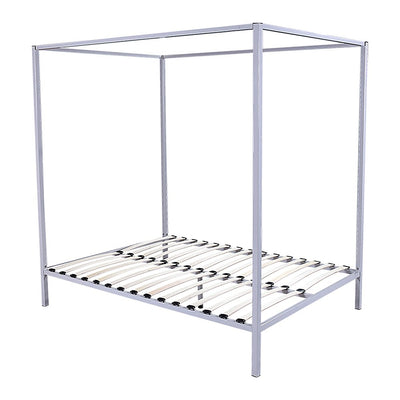 4 Poster Queen Bed Frame Cream - Bedzy Australia