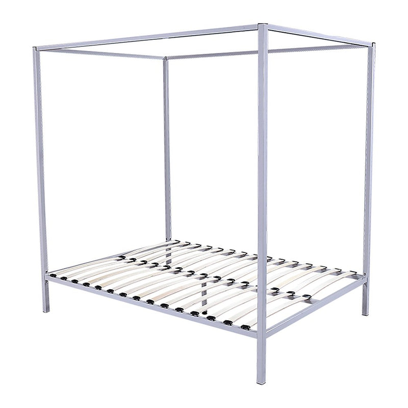 4 Poster Queen Bed Frame Cream - Bedzy Australia