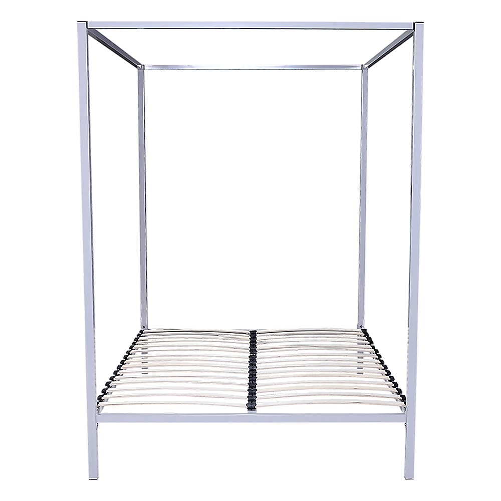 4 Poster Queen Bed Frame Cream - Bedzy Australia