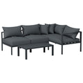 4 Seater Outdoor Sofa Set Aluminium Patio Furniture Setting 4PC Charcoal