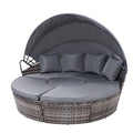 5 Piece Outdoor Day Bed With Shade (Grey)
