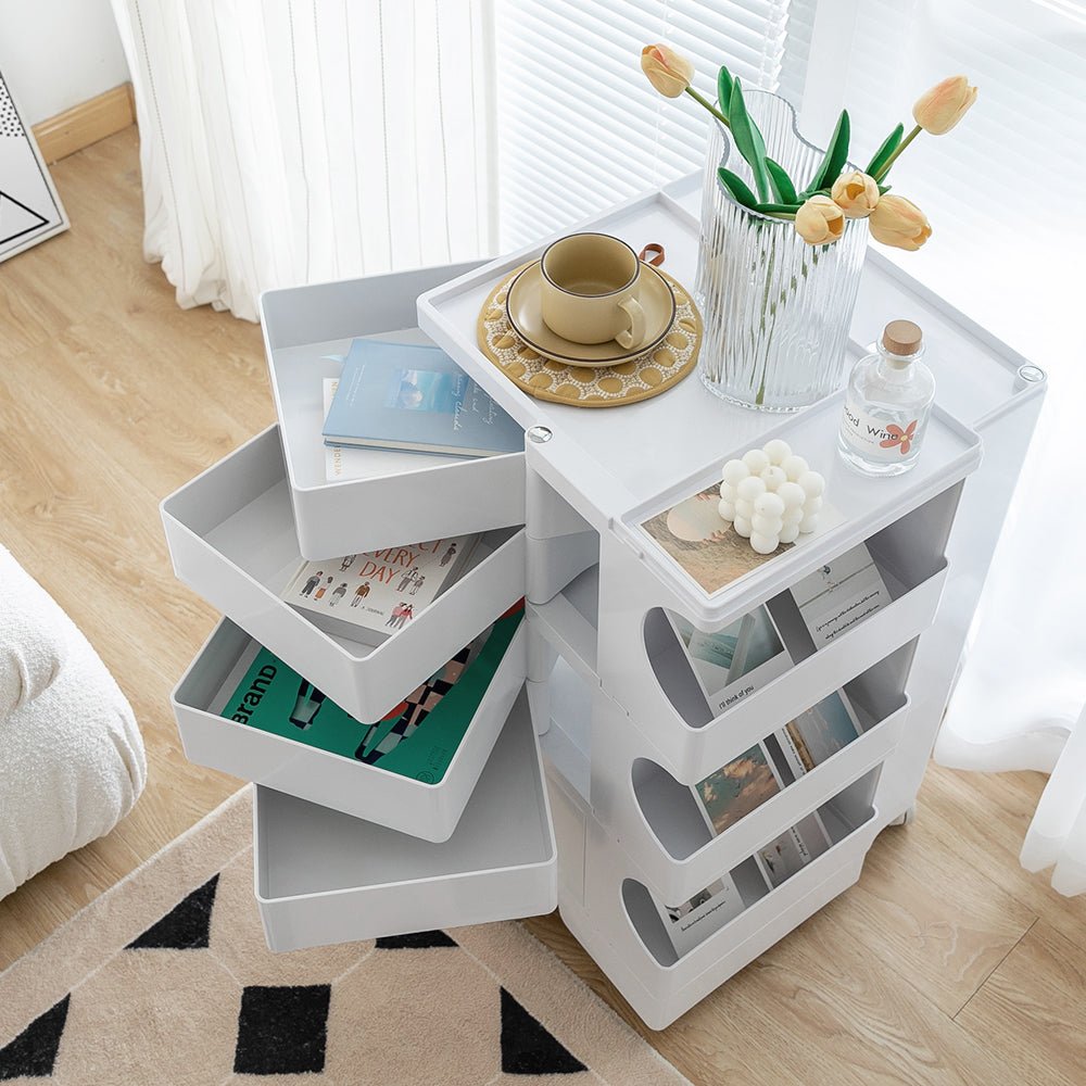 5 Tier Bedside Table Organizer White - Bedzy Australia