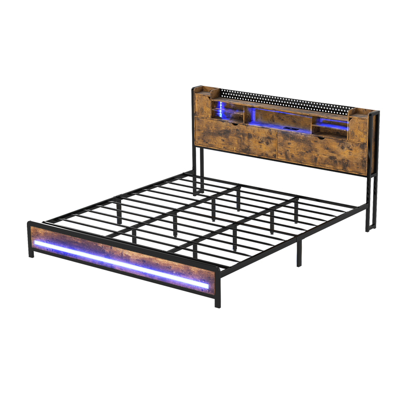Levede King Bed Frame Storage Headboard Industrial-2011971104729600008