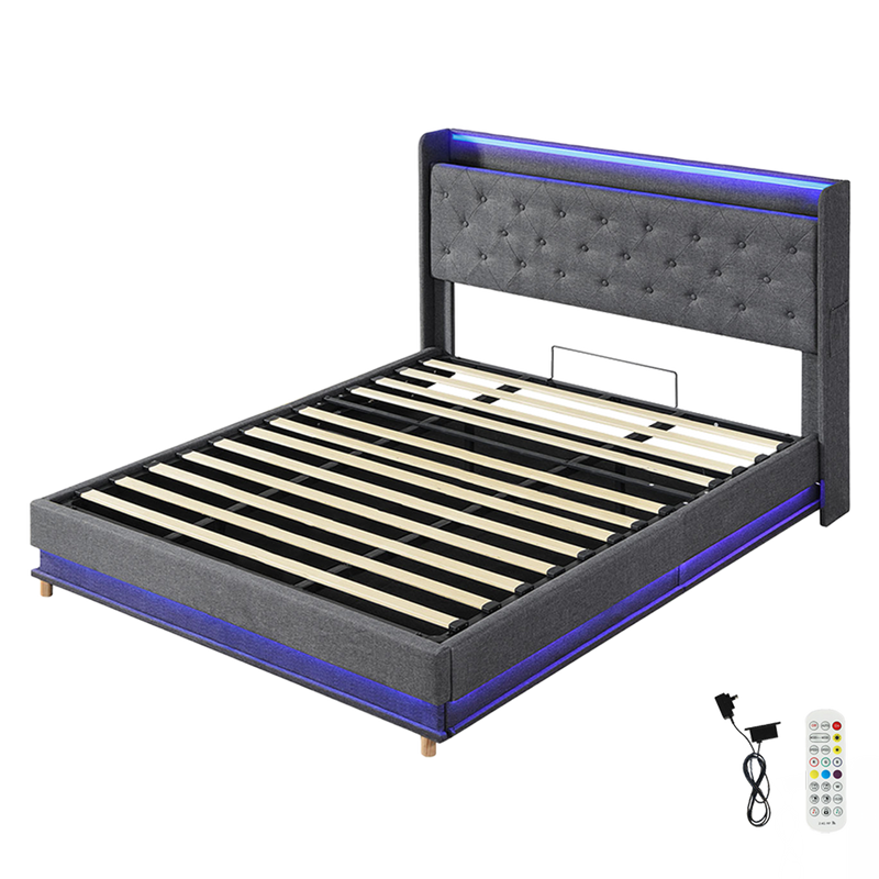 Levede King Bed Frame Gas Lift Storage LED Light USB-1973194180322791432