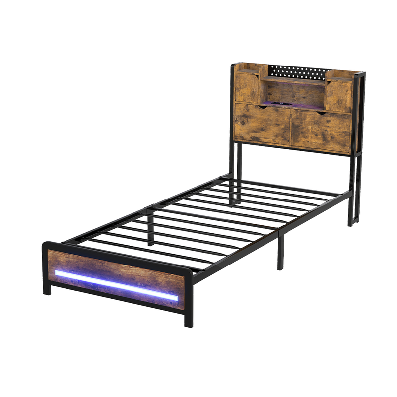 Levede Single Bed Frame Storage Headboard Industrial-2011971104947703816