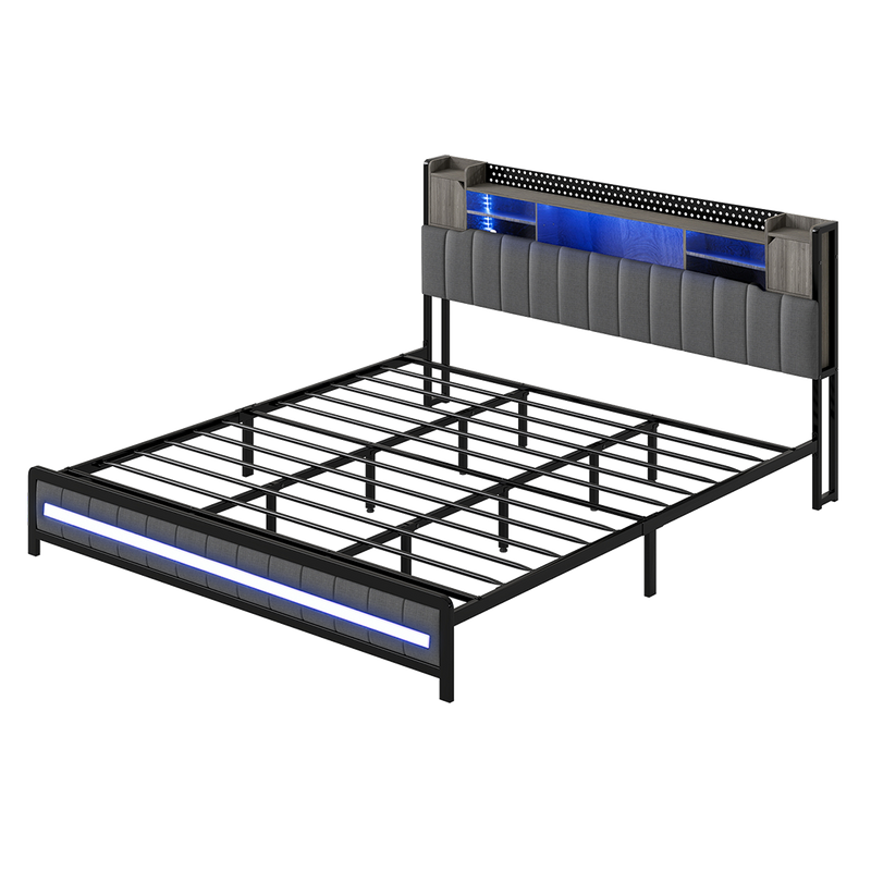 Levede King Bed Frame with Storage Headboard RGB LED-2011971105136447496