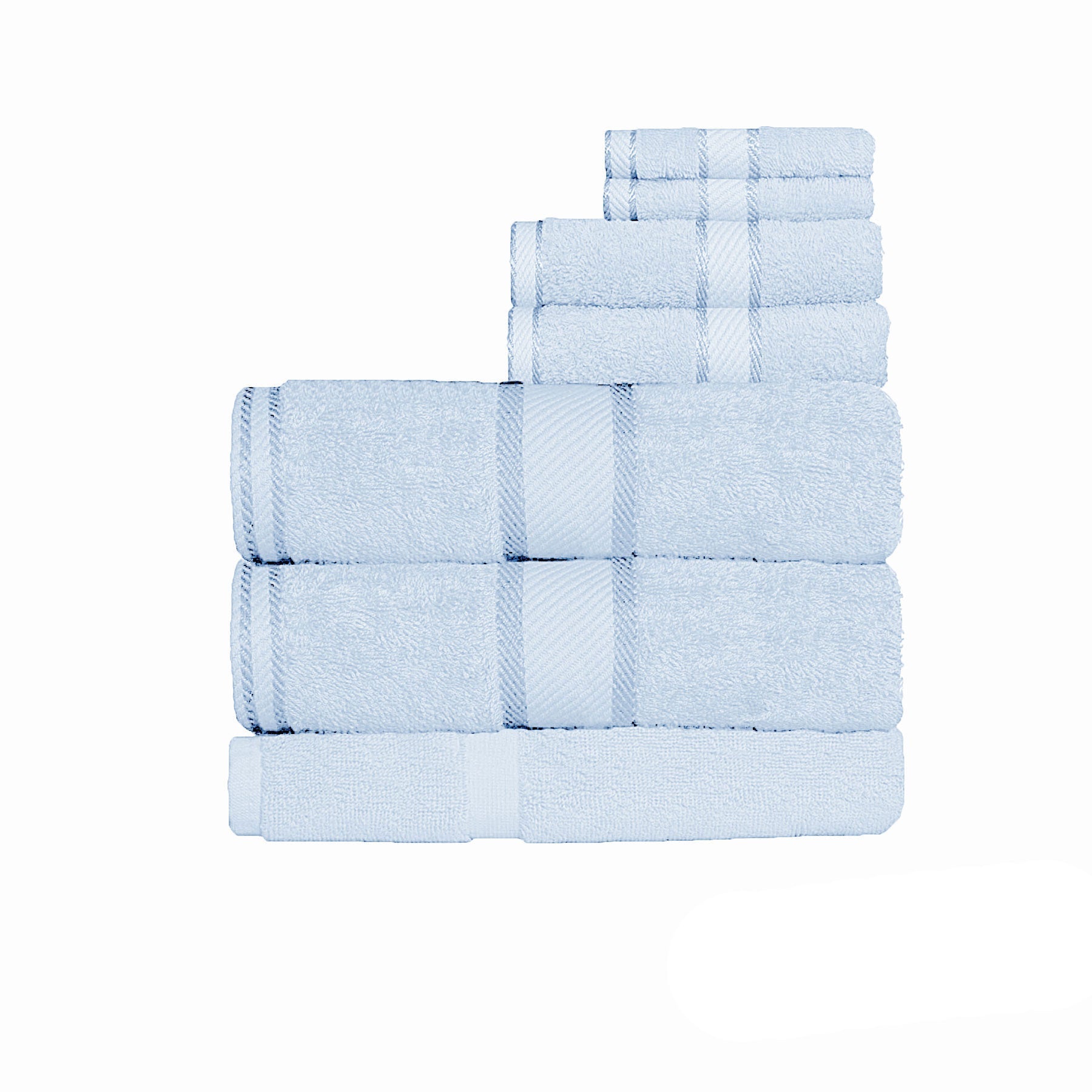 550gsm Cotton 7 Pce Bath Sheet Set Baby Blue - Home & Garden > Bathroom Accessories - Bedzy Australia