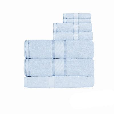 550gsm Cotton 7 Pce Bath Sheet Set Baby Blue - Home & Garden > Bathroom Accessories - Bedzy Australia