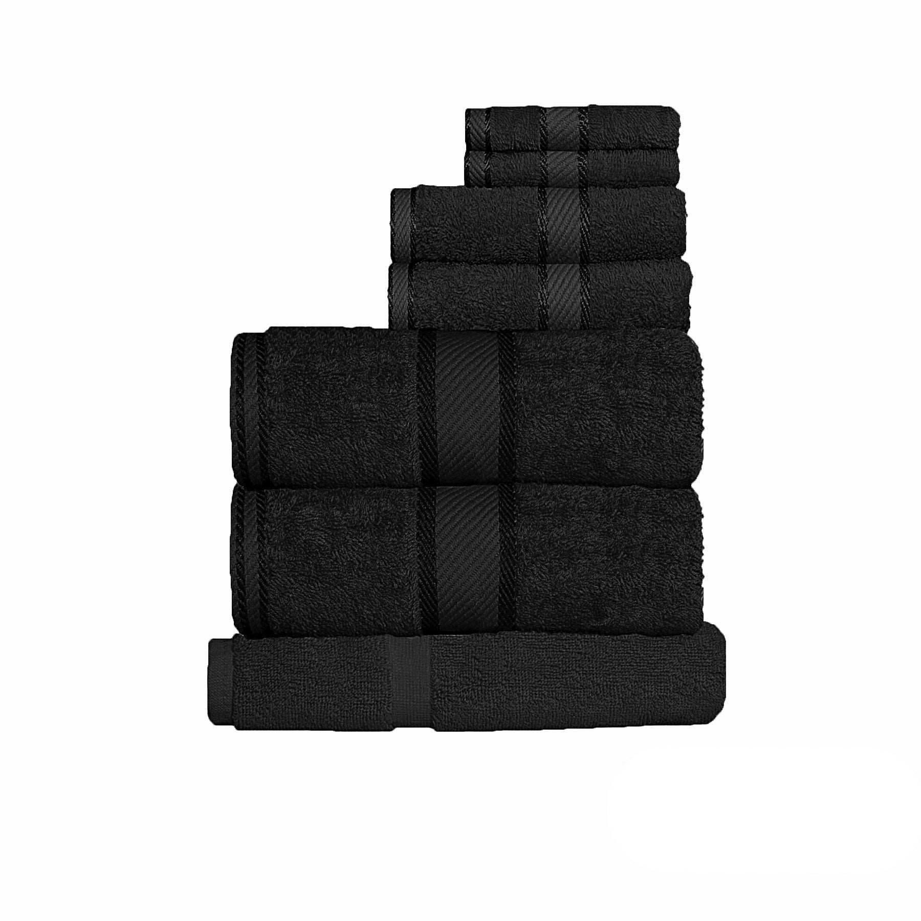 550gsm Cotton 7 Pce Towel Set Black - Home & Garden > Bathroom Accessories - Bedzy Australia