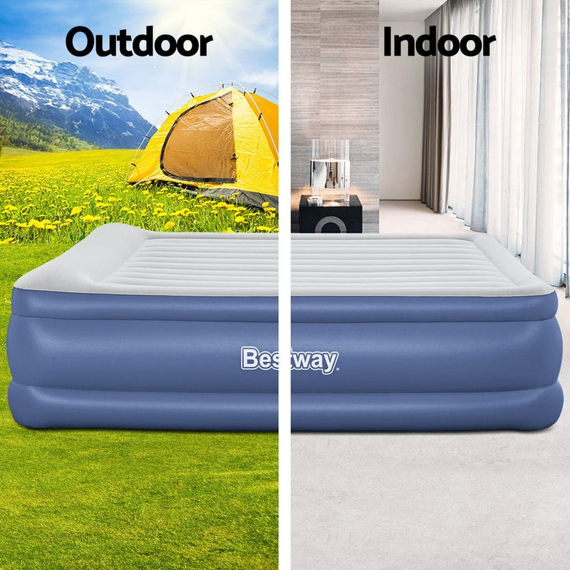 56 CM Thickness Air Bed Inflatable Mattress with Built - in Pump - King Size - Bedzy Australia