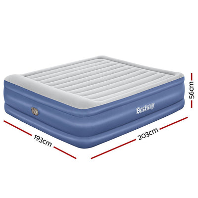 56 CM Thickness Air Bed Inflatable Mattress with Built - in Pump - King Size - Bedzy Australia