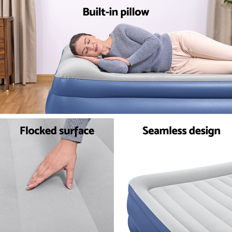 56 CM Thickness Air Bed Inflatable Mattress with Built - in Pump - King Size - Bedzy Australia