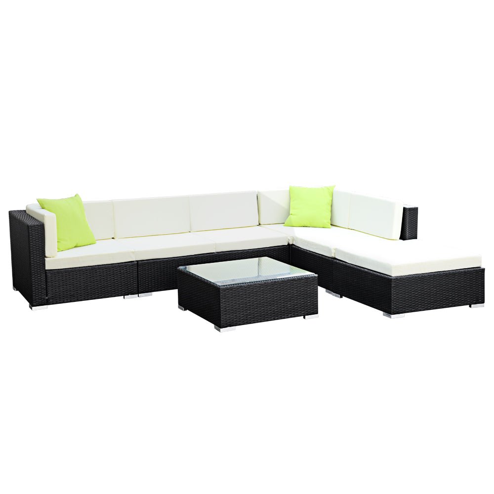 7-Piece Outdoor Sofa Set Wicker Couch Lounge Setting 6 Seater - Furniture > Outdoor - Bedzy Australia