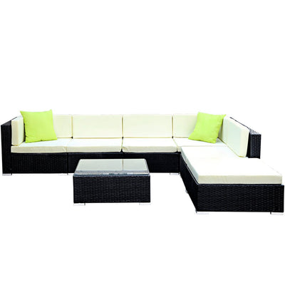 7-Piece Outdoor Sofa Set Wicker Couch Lounge Setting Cover - Furniture > Outdoor - Bedzy Australia