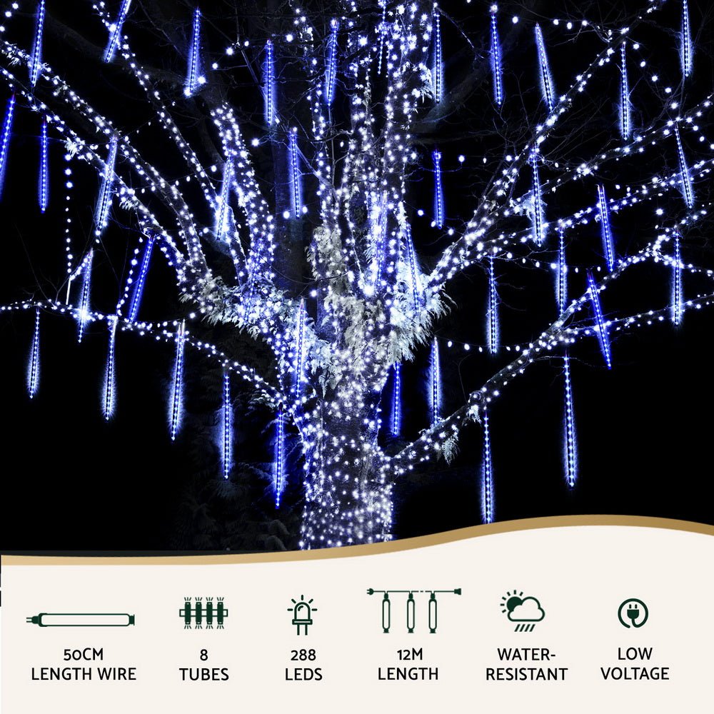 7M Christmas Lights Shower Light 288 LED Icicle Falling Metor - Occasions > Christmas > Outdoor Decorations & Lights - Bedzy Australia