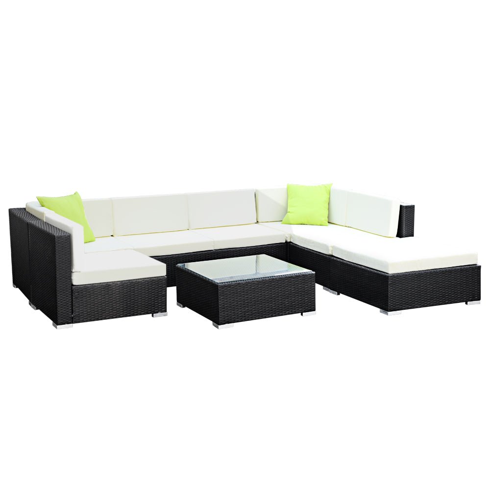 8-Piece Outdoor Sofa Set Wicker Couch Lounge Setting 7 Seater - Furniture > Outdoor - Bedzy Australia