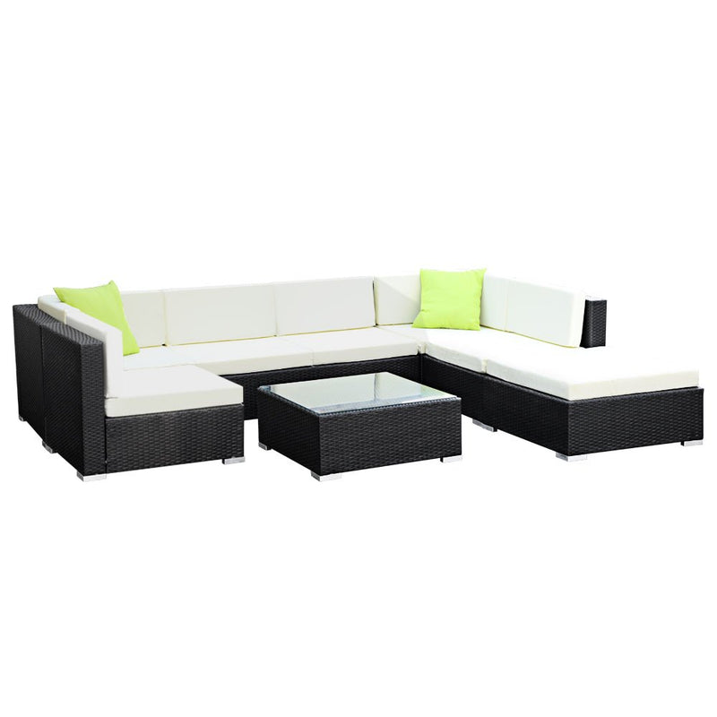 8-Piece Outdoor Sofa Set Wicker Couch Lounge Setting 7 Seater - Furniture > Outdoor - Bedzy Australia