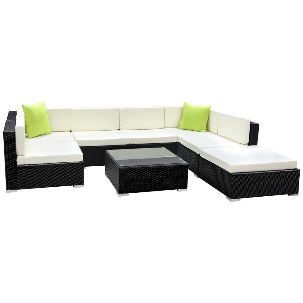 8-Piece Outdoor Sofa Set Wicker Couch Lounge Setting 7 Seater - Furniture > Outdoor - Bedzy Australia