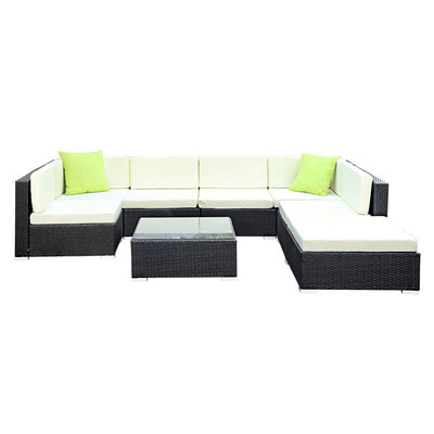 8-Piece Outdoor Sofa Set Wicker Couch Lounge Setting 7 Seater - Furniture > Outdoor - Bedzy Australia