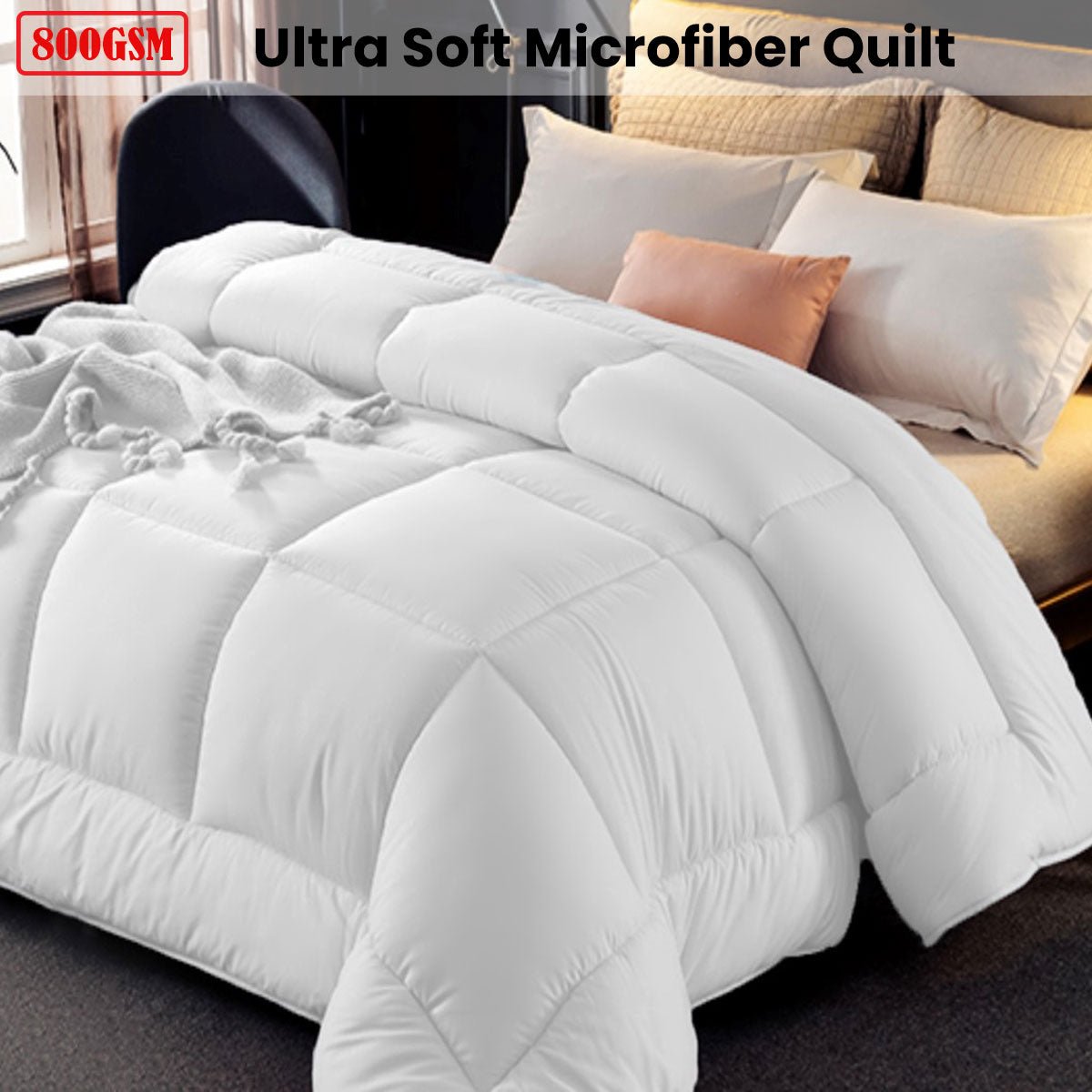 800GSM All Season Antibectiral Microfibre Quilt King - Home & Garden > Bathroom Accessories - Bedzy Australia